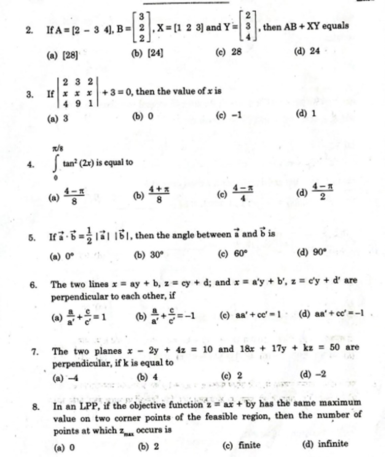 CBSE Class 12 Mathematics Exam Tricky Questions Of Higher Difficulty Level Education News