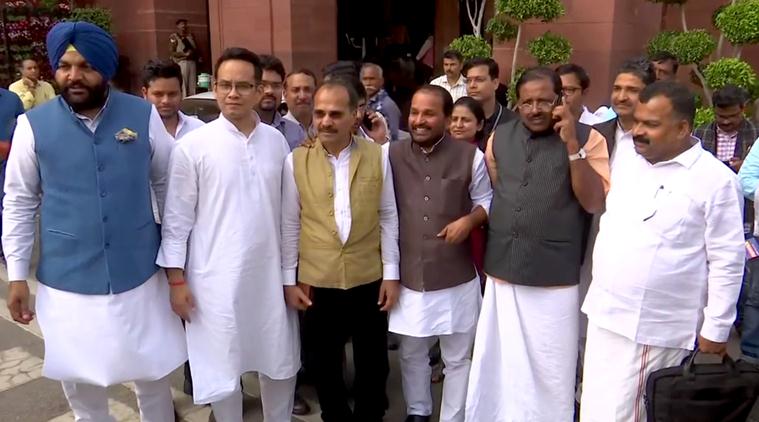 Parliamnent budget session, Modi government, Lok Sabha, seven Congress lawmakers suspended, congress mps suspended, lok sabha, meenakshi lekhi, coronavirus remark on sonia gandhi, indian express news