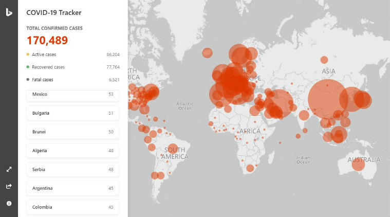 Here’s a new tracking map for coronavirus cases from Microsoft: How it works
