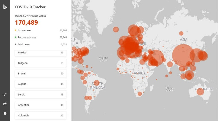 bing corona tracker