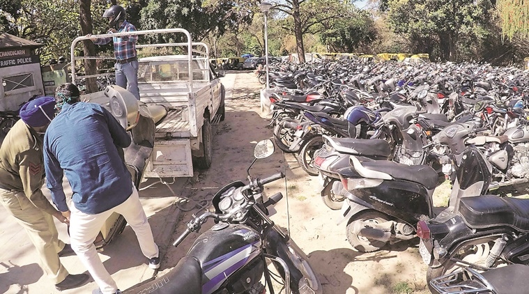 vehicles detained, Chandigarh curfew violation, india lockdown, coronavirus outbreak, indian express news