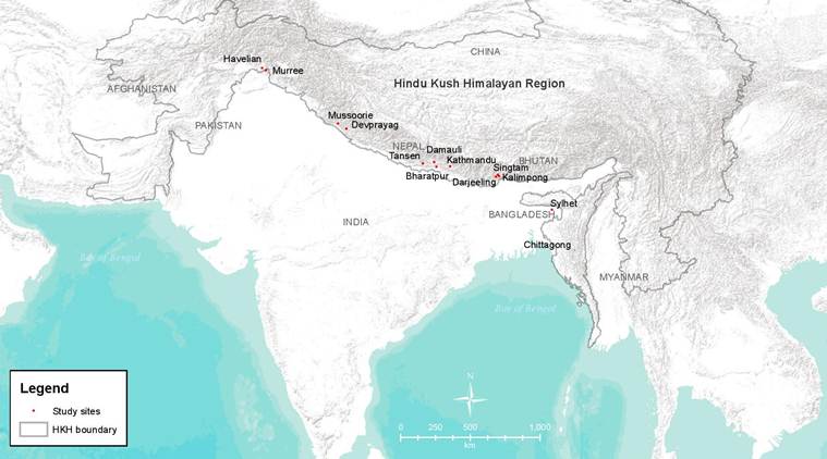 Devprayag In India Map New Study Shows Himalayan Towns In Four Countries Facing Water Insecurity |  Cities News,The Indian Express