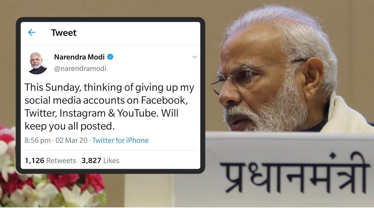 PM Modi keeps all guessing: This Sunday, thinking of giving up social media accounts | India News,The Indian Express