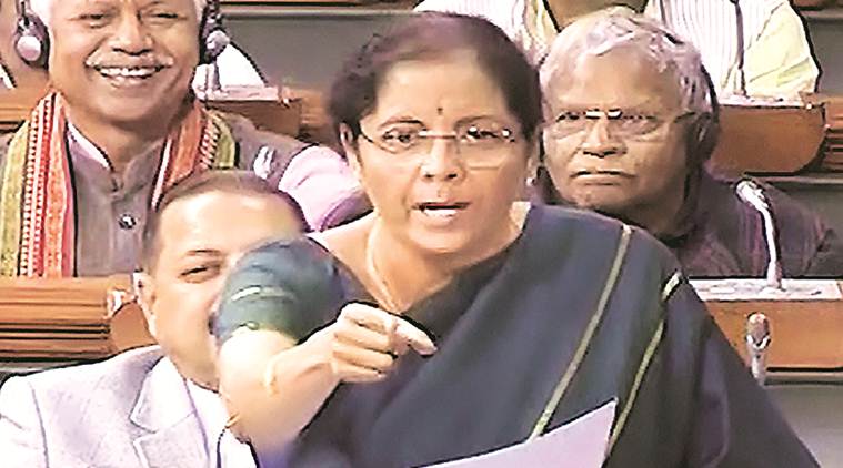 parliament, parliament session, parliament news, rajya sabha, lok sabha, Nirmala sitharaman, Nirmala sitharaman on jammu kashmir, jammu kashmir corruption, Indian express