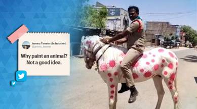 coronavirus, covid-19, cop horse viral video, Andhra Pradesh cop horse viral, coronavirus cases, coronavirus India, trending, indian express, indian express news