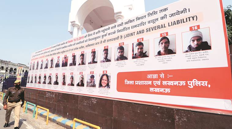 Allahabad High Court, Yogi Adityanath hoardings, CAA protester poster, , lucknow news, indian express news