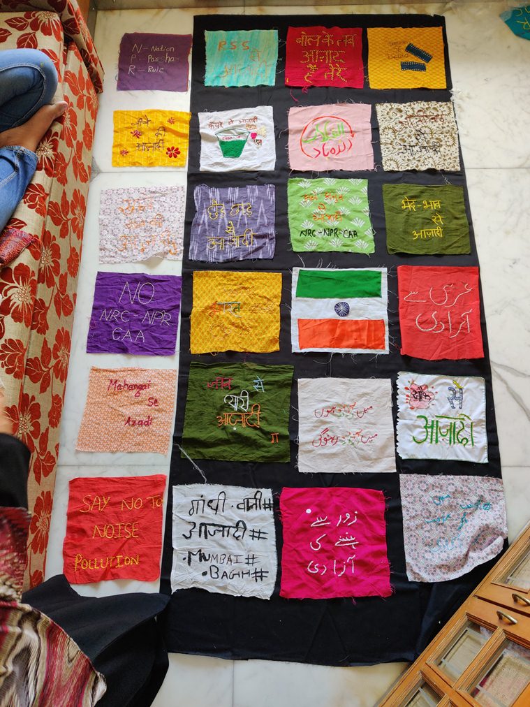 Women protesters make ‘Azaadi Quilt’ with slogans and motifs