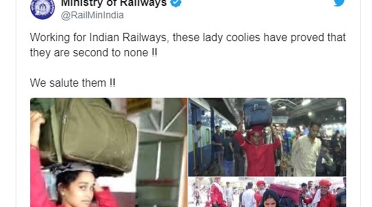 After Row Over Railways Women S Day Tweet A Woman Porter Speaks My Kids Study Because I Work As Coolie India News The Indian Express