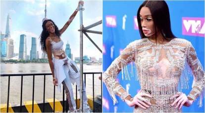 Winnie Harlow stuns in an Anamika Khanna ensemble for a magazine shoot