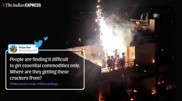 Prime Minister Narendra Modi, Modi’s #9pm9minutes, #9pm9minutes on Twitter, Crackers during #9pm9minutes, Coronavirus, Coronavirus pandemic, COVID-19, #9pm9minutes in India, Trending news, Indian Express news.