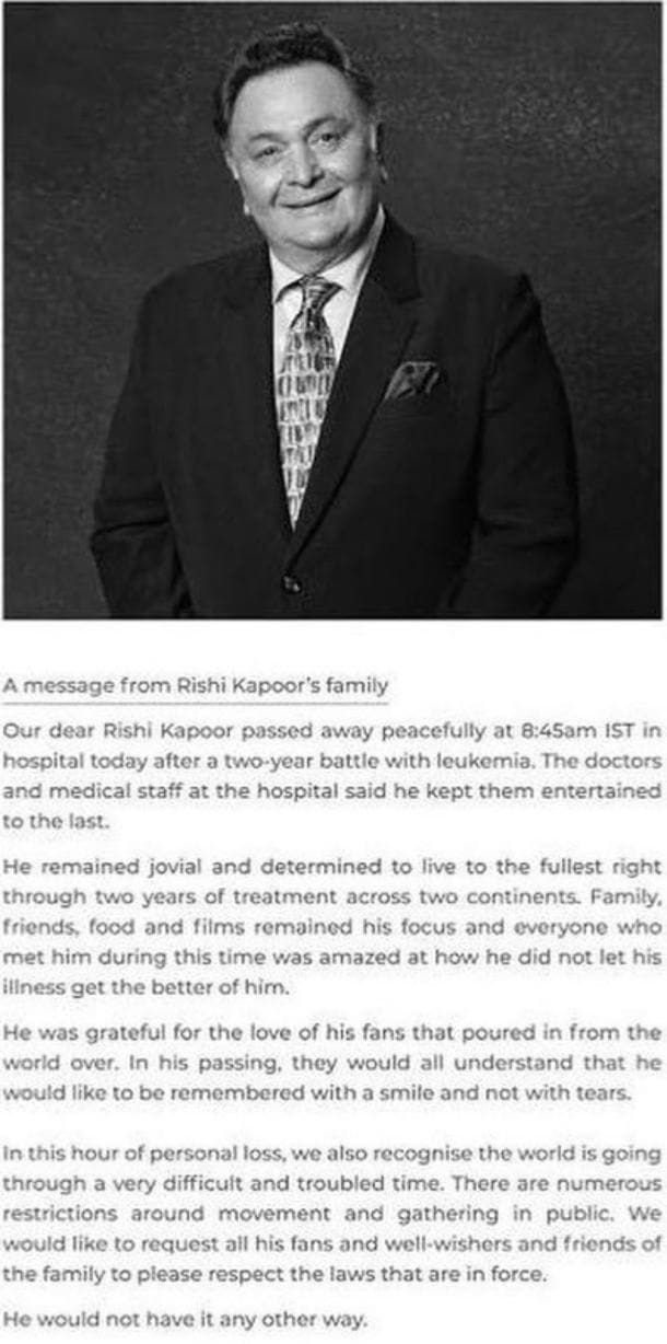 rishi kapoor dead