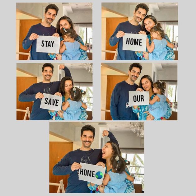 neha dhupia with daughter mehr and angad bedi