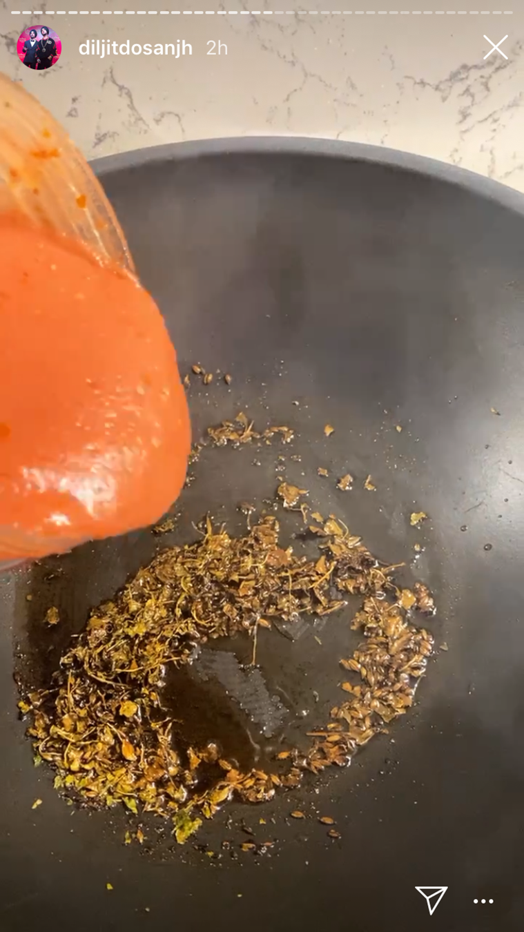 Diljit Dosanjh, Diljit Dosanjh food, Diljit Dosanjh cooking chole, Diljit Dosanjh instagram stories, Diljit Dosanjh punjabi chole, indian express news