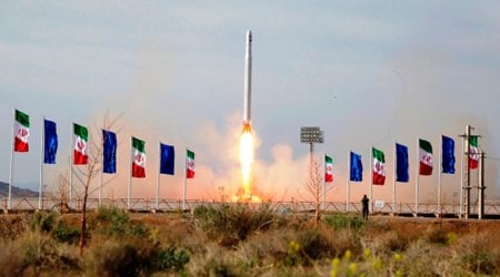 Iran satellite, Iran US tensions, Iran guard satellite launch, Noor satellite Iran, Iran Coronavirus, World news Indian express