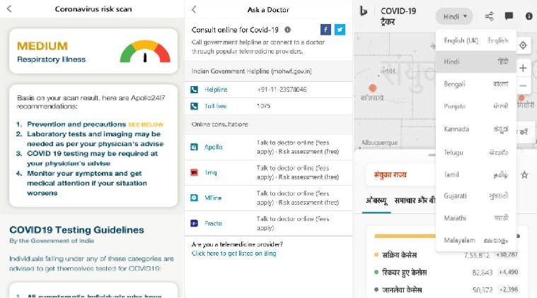 يضيف متتبع Bing COVID-19 من Microsoft ميزات خاصة بالهند ؛ يدعم تسع لغات هندية 40