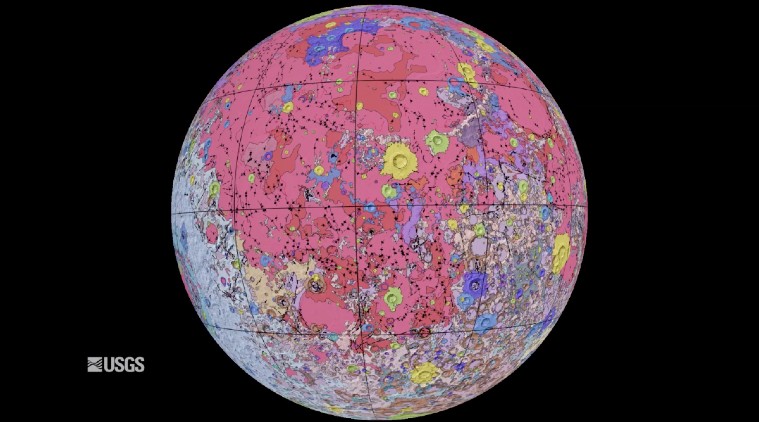 NASA, Moon map, United States Geological Survey, United States Geological Survey Moon Map, NASA Moon Map, Unified Geologic Map of the Moon