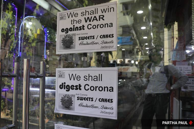 coronavirus, coronavirus india, coronavirus sweets, corona misti, kolkata coronavirus sweets, hindustan sweets corona misti, coronavirus inspired food, covid 19 india update, indian express, kolkata news