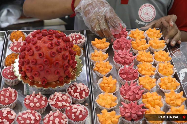 coronavirus, coronavirus india, coronavirus sweets, corona misti, kolkata coronavirus sweets, hindustan sweets corona misti, coronavirus inspired food, covid 19 india update, indian express, kolkata news