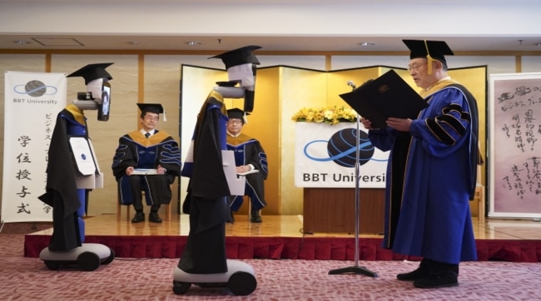 A Japanese university used robots to hold a virtual graduation