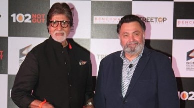 Amitabh Bachchan and Rishi Kapoor at an 102 Not Out event