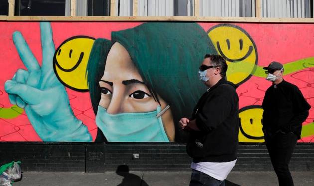 coronavirus, covid 19, coronavirus artworks, coronavirus graffiti corona artwork, street art covid 19 awareness, street art with masks coronavirus, masks graffiti, indian express