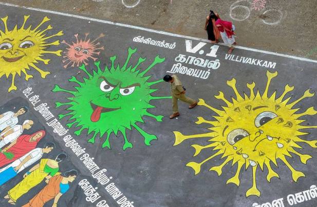 coronavirus, covid 19, coronavirus artworks, coronavirus graffiti corona artwork, street art covid 19 awareness, street art with masks coronavirus, masks graffiti, indian express