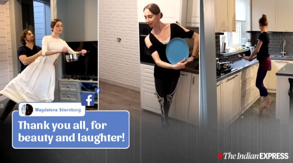 russian ballet, russian ballet dancer home isolation, ballet dancers perform from home, self-isolation ballet, dancer do household work ballet, lockdown ballet, viral news, coronavirus lockdown, indian express