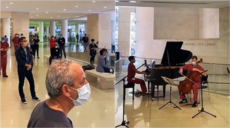 coronavirus, coronavirus good news, doctors perform concert, coronavirus doctor musicial concert, columbia surgery musical concert doctors, indian express