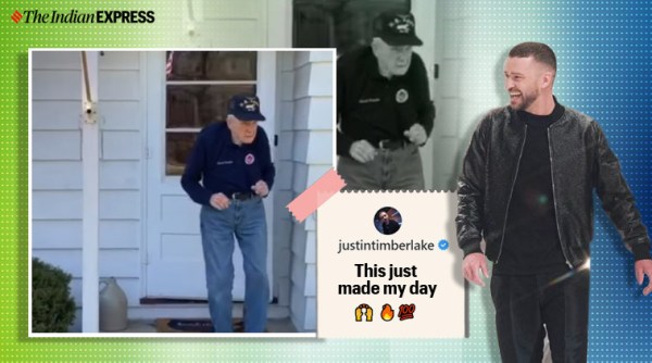 justin timberlake, wwii veteran dance video, wwii veteran dance cant stop feeling quarantine dance, viral news, good news, indian express