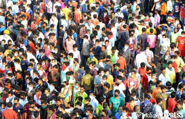 bandra station, migrant workers, India lockdown, coronavirus cases, Mumbai news, indian express news