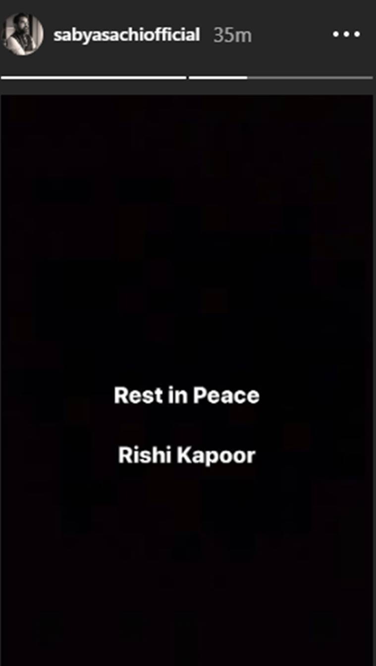 rishi kapoor, sabyasachi