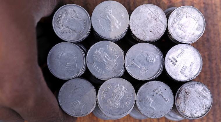 Rupee coins stacked together