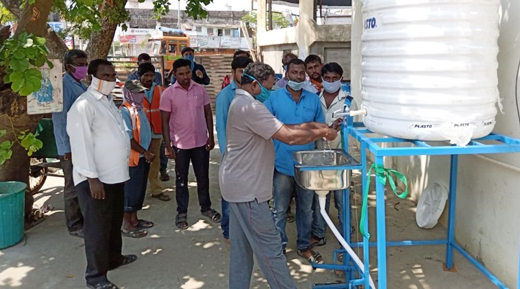 Telangana man develops foot-operated handwash machines to keep Covid-19 at bay 