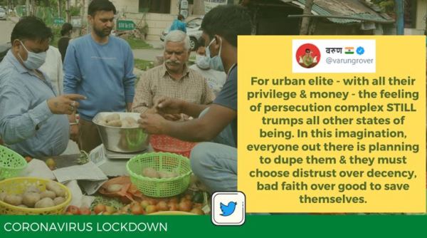 coronavirus lockdown, covid 19 lockdown, bargaining during lockdown, bargaining with essential service, varun grover, varun grover urban elite thread, viral twitter thread, indian express
