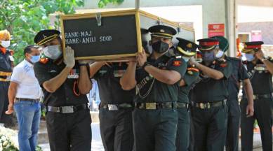 militant gunfight, security forces, Major anuj sood, Kashmir news, Indian express news