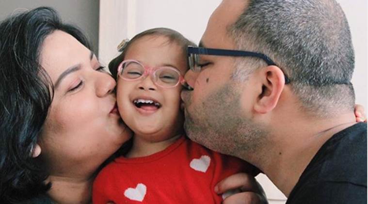 First Indian couple to adopt a child with Down syndrome, Veda Baluni Kaktwan, Down syndrome, parenting, adoption, indian express, indian express news