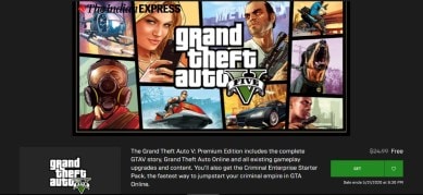 Get GTA 5 / GTA Online for FREE on Epic Games Store with FREE $1