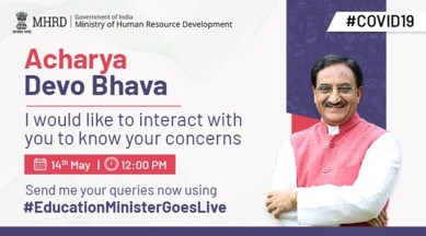 HRD Minister, Ramesh Pokhriyal Nishank, HRD goes live, online session, salary cut, online education, pay cut, education news
