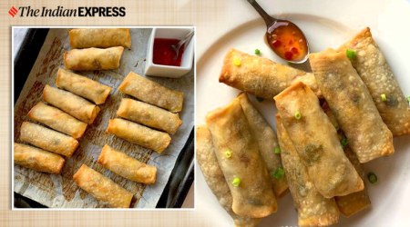 spring roll, veg spring roll, indianexpress, indianexpress.com, how to make healthy spring rolls, ramadan, desi food, chinese food, healthy junk, baked, quarantine cooking,