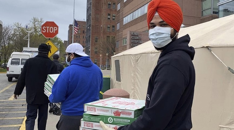 Coronavirus, COVID-19, Pizza delivery, COVID-19 front line workers, frontline workers pizza delivery, New York coronavirus latest, New York Sikh community, US coronavirus update, Trending news, Indian Express news