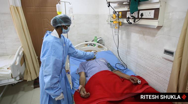  Shajapur hospital, patient tied to bed, madhya pradesh, shajapur hospital, indian express
