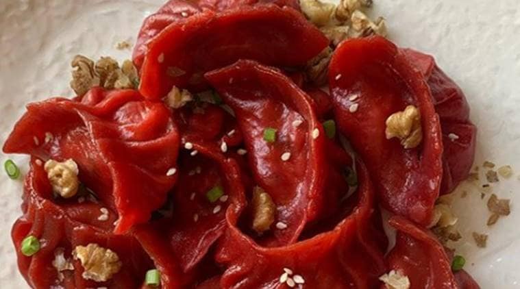 Beetroot walnut dumplings