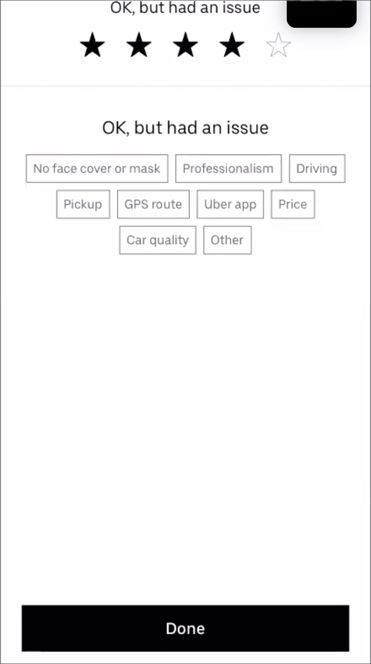 Uber driver and rider can file complaint if not wearing mask