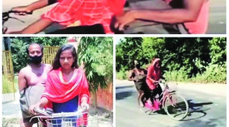 Cycling Federation, Girl cycles father home, migrant worker, coronavirus lockdown, indian express news