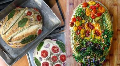 focaccia bread art, bread art, art bread baking, baking breat at home, hwo to make a bread, bread art trend, indian express news