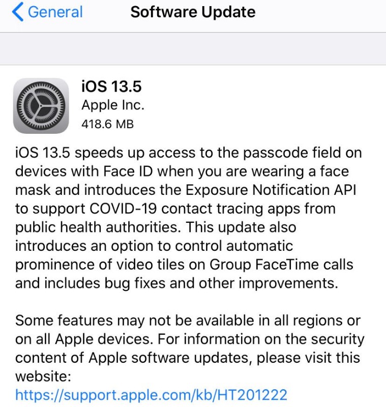 Apple, iOS 13.5, iOS 13.5 update, iOS 13.5 FaceID, Apple contact tracing, Covid 19, iOS 13.5 features