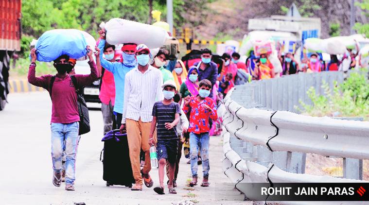 walking home, migrant workers, india lockdown, coronavirus cases, indian express news