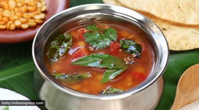 rasam recipe, easy rasam recipe, no rasam powder rasam, sambar powder, indianexpress.com, quarantine cooking, quarantine life, lockdown cooking, tomato rasam, south indian rasam, what to make for lunch, easy recipes, easy dinner recipes,