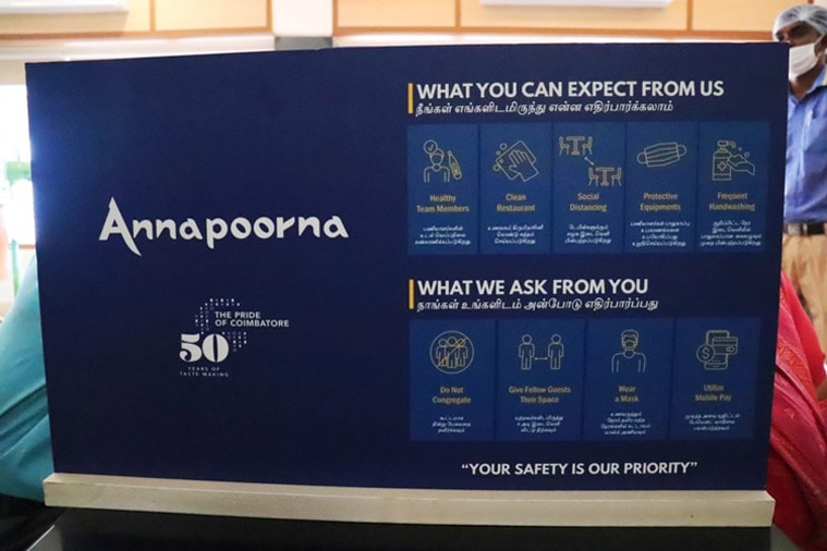 Annapoorna restaurant, Coimbatore, coronavirus, covid 19, sanitisation, indian express lifestyle