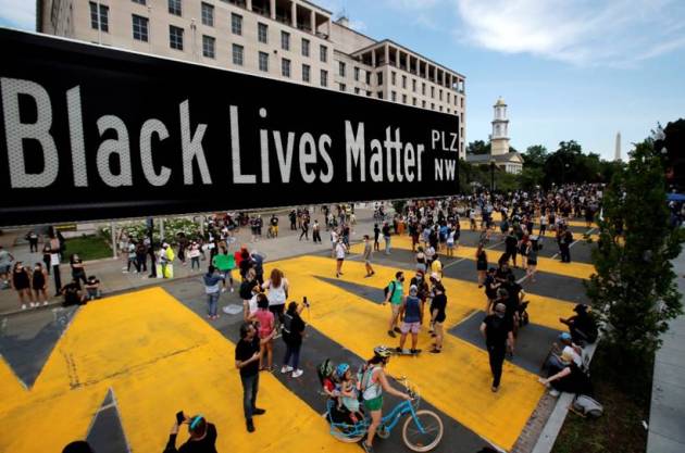 black lives matter plaza, black lives matter plaza white house, black lives matter, washington dc protests, george floyd killing, Indian Express